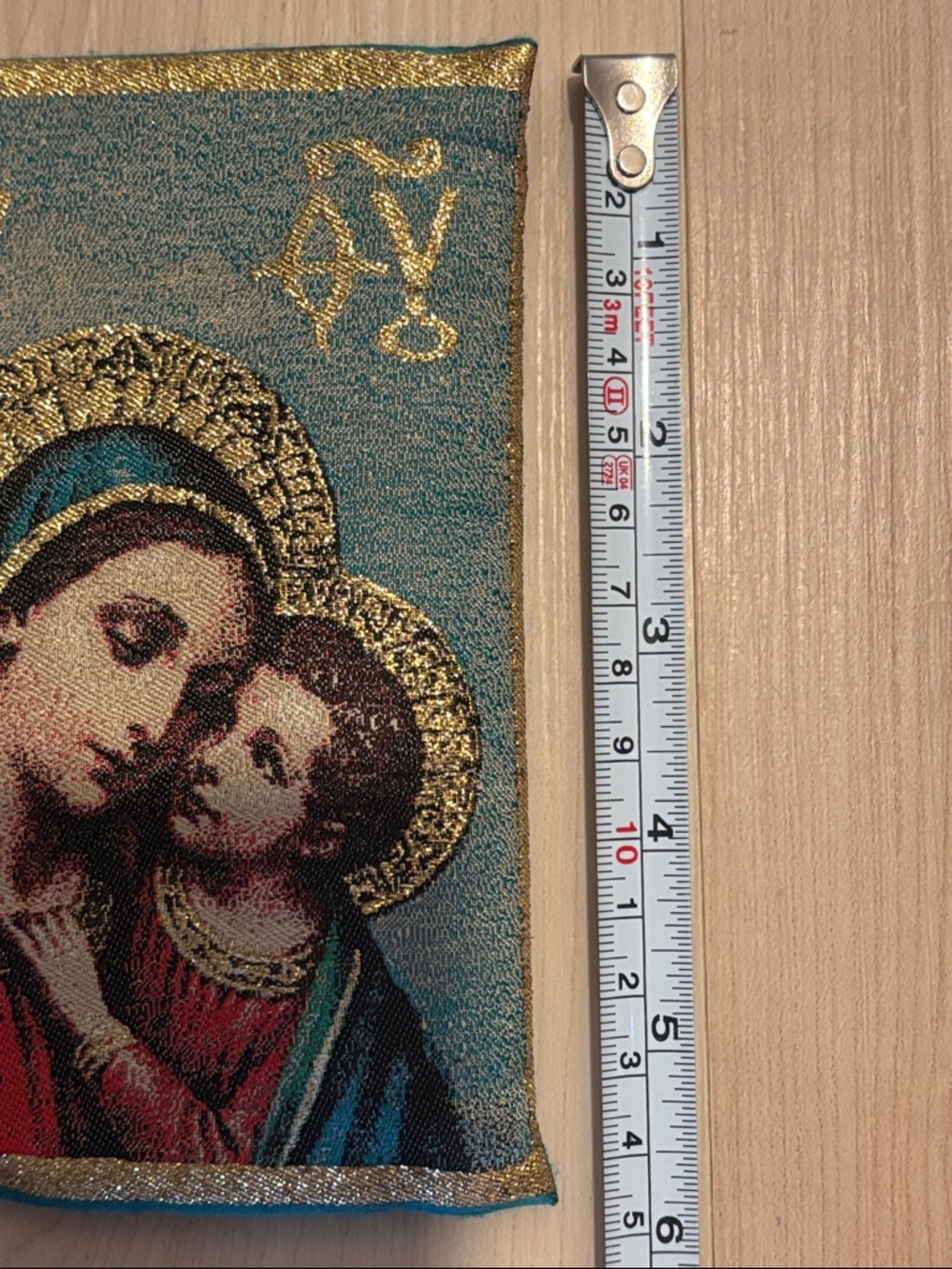 Vintage Tapestry Rosary Pouch with Antiqued Tone Crucifix - Picture 3 of 5